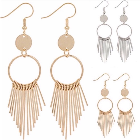 Silver tone metal Dangle Earrings.  3” long New! - Picture 3 of 3